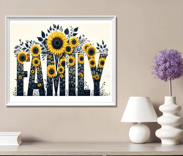 Alt view image 5 of 7 - 5D Diamond Painting Kits for Adults, Family Sunflower Diamond Art Kits | DIY Full Drill Diamond Dot Gem Painting for Home Wall Decor 12x16inch