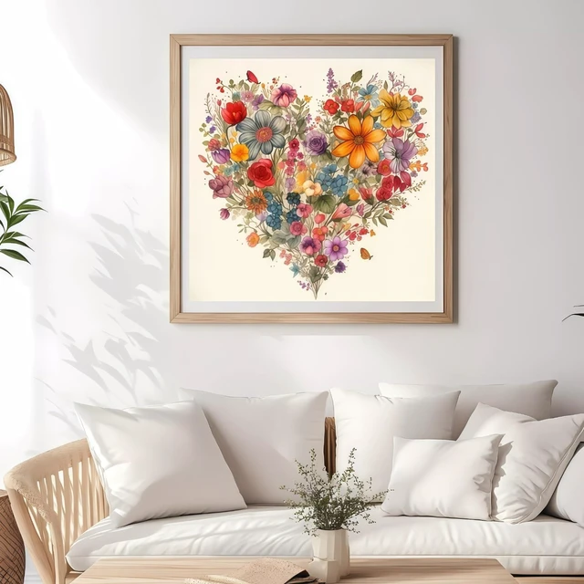 Alt view image 6 of 7 - BYGFHLYW 5D Diamond Painting Kits for Adults, Heart Flower Diamond Art Kits | DIY Full Drill Diamond Dot Gem Painting for Home Wall Decor 13.78x13.78inch