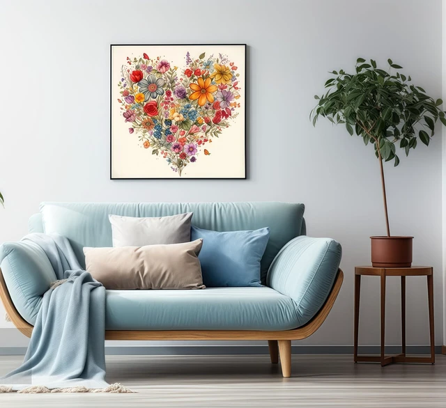 Alt view image 5 of 7 - BYGFHLYW 5D Diamond Painting Kits for Adults, Heart Flower Diamond Art Kits | DIY Full Drill Diamond Dot Gem Painting for Home Wall Decor 13.78x13.78inch