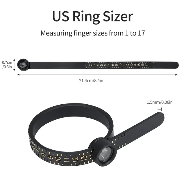 Alt view image 3 of 5 - Upgraded Ring Sizer Measuring Tool, Ring Measurer and Ring Sizer 1-17 | Measure Ring Jewelry Size at Home, Magnifier for Clear Reading, Includes Half Sizes, Reusable for Men & Women