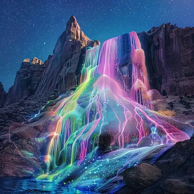 Main image of Rainbow Waterfall Diamond Painting Kit for Adults,Fantasy Diamond Art Kit | DIY Full Round Drill Gem Painting Magical Landscape Paint by Diamonds Relaxing Craft for Home Wall Decor 13.7x13.7In