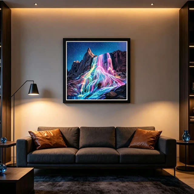 Alt view image 2 of 7 - Rainbow Waterfall Diamond Painting Kit for Adults,Fantasy Diamond Art Kit | DIY Full Round Drill Gem Painting Magical Landscape Paint by Diamonds Relaxing Craft for Home Wall Decor 13.7x13.7In