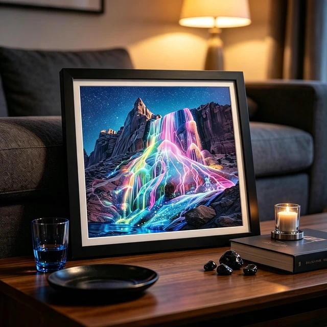 Alt view image 3 of 7 - Rainbow Waterfall Diamond Painting Kit for Adults,Fantasy Diamond Art Kit | DIY Full Round Drill Gem Painting Magical Landscape Paint by Diamonds Relaxing Craft for Home Wall Decor 13.7x13.7In