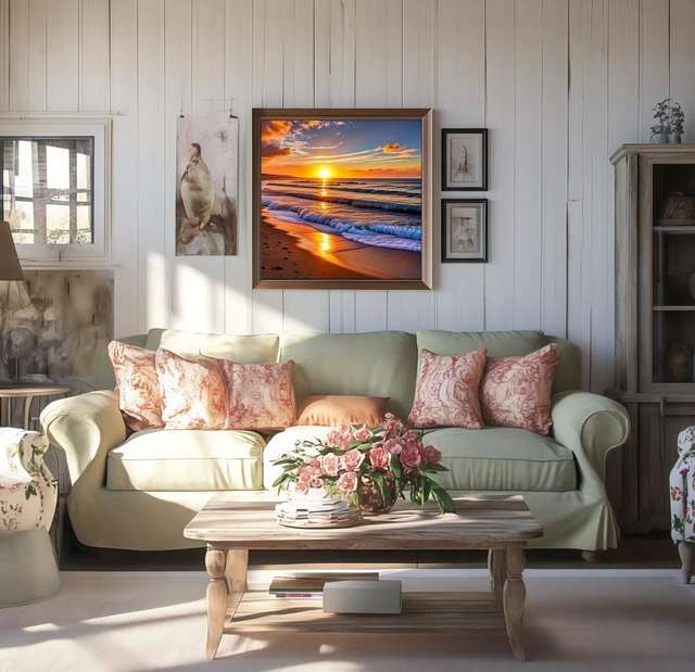 Alt view image 3 of 7 - 5D Diamond Painting Kits for Adults,Sunset Landscape Beach Diamond Art Kits | Full Drill Round Gem Art Paint by Diamonds Dots Crafts Kits for Home Wall Decor 13.7x13.7inch
