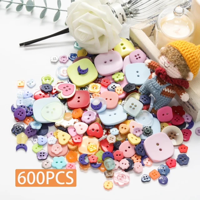 Alt view image 2 of 7 - 300pcs Pcs Strange Shape Resion Buttons for Crafts, 4 Holes Assorted Sizes Resin Buttons, for Crafting, Arts, DIY, Decoration, Sewing (Strange Shape)