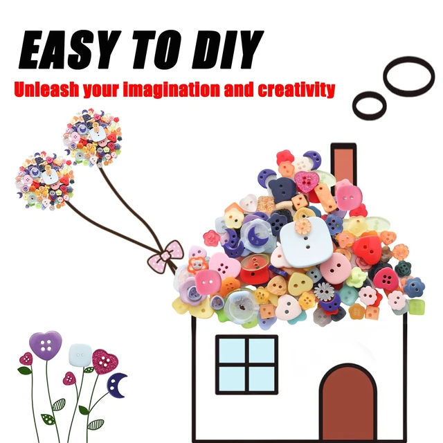 Alt view image 3 of 7 - 300pcs Pcs Strange Shape Resion Buttons for Crafts, 4 Holes Assorted Sizes Resin Buttons, for Crafting, Arts, DIY, Decoration, Sewing (Strange Shape)