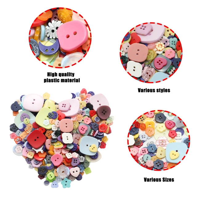 Alt view image 4 of 7 - 300pcs Pcs Strange Shape Resion Buttons for Crafts, 4 Holes Assorted Sizes Resin Buttons, for Crafting, Arts, DIY, Decoration, Sewing (Strange Shape)
