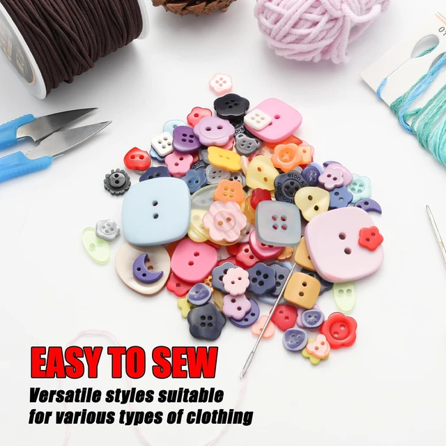 Alt view image 6 of 7 - 300pcs Pcs Strange Shape Resion Buttons for Crafts, 4 Holes Assorted Sizes Resin Buttons, for Crafting, Arts, DIY, Decoration, Sewing (Strange Shape)