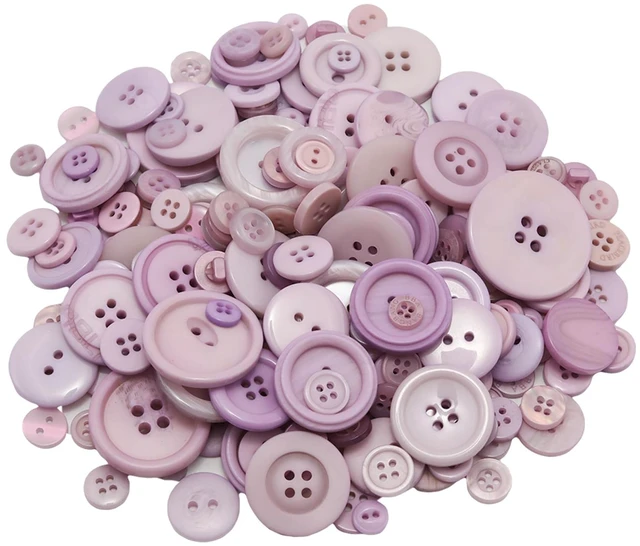 Main image of About 300 Pcs Light Purple Resion Buttons for Crafts, 4 Holes Assorted Sizes Resin Buttons, for Crafting, Arts, DIY, Decoration, Sewing (Lingt Purple)