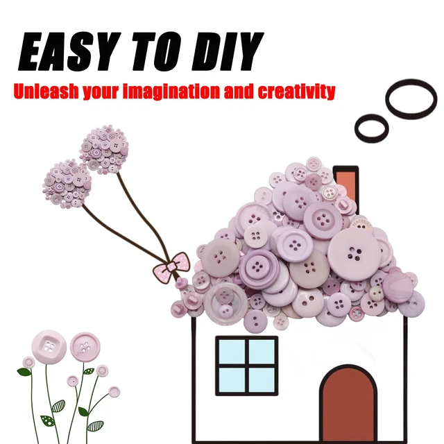 Alt view image 3 of 7 - About 300 Pcs Light Purple Resion Buttons for Crafts, 4 Holes Assorted Sizes Resin Buttons, for Crafting, Arts, DIY, Decoration, Sewing (Lingt Purple)