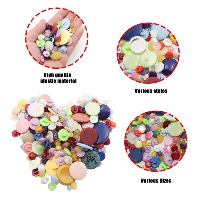 Alt view image 4 of 7 - About 300 Pcs Mushroom Resion Buttons for Crafts, 4 Holes Assorted Sizes Resin Buttons, for Crafting, Arts, DIY, Decoration, Sewing (Mushroom)