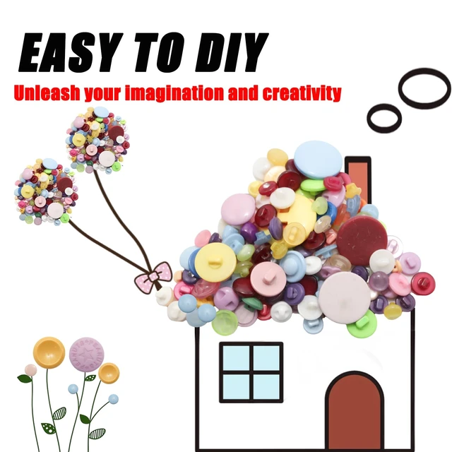 Alt view image 3 of 7 - About 300 Pcs Mushroom Resion Buttons for Crafts, 4 Holes Assorted Sizes Resin Buttons, for Crafting, Arts, DIY, Decoration, Sewing (Mushroom)