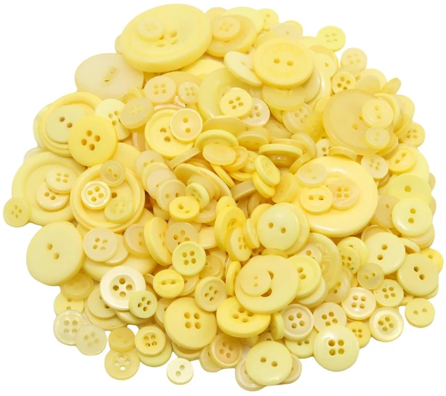 Main image of About 300 Pcs Yellow Resion Buttons for Crafts, 4 Holes Assorted Sizes Resin Buttons, for Crafting, Arts, DIY, Decoration, Sewing (Yellow)