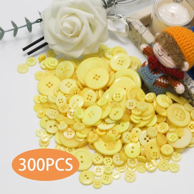 Alt view image 2 of 7 - About 300 Pcs Yellow Resion Buttons for Crafts, 4 Holes Assorted Sizes Resin Buttons, for Crafting, Arts, DIY, Decoration, Sewing (Yellow)