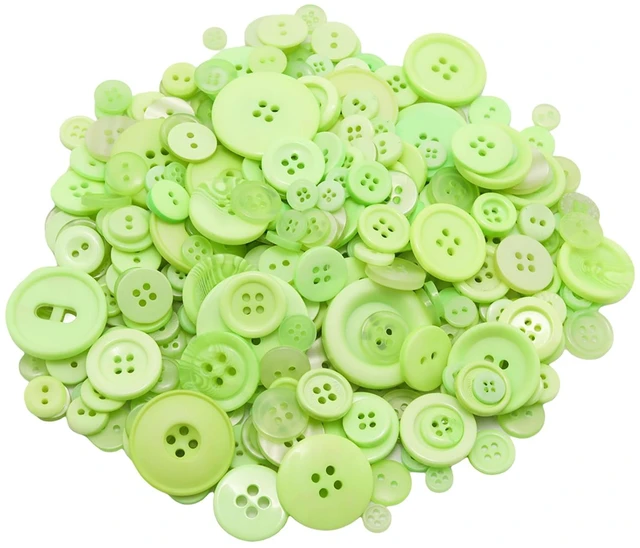 Main image of About 300 Pcs Light Green Resion Buttons for Crafts, 4 Holes Assorted Sizes Resin Buttons, for Crafting, Arts, DIY, Decoration, Sewing (Light Green)