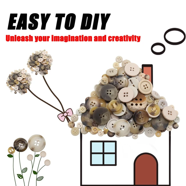 Alt view image 3 of 7 - About 300 Pcs Patterned Resion Buttons for Crafts, 4 Holes Assorted Sizes Resin Buttons, for Crafting, Arts, DIY, Decoration, Sewing (Patterned)