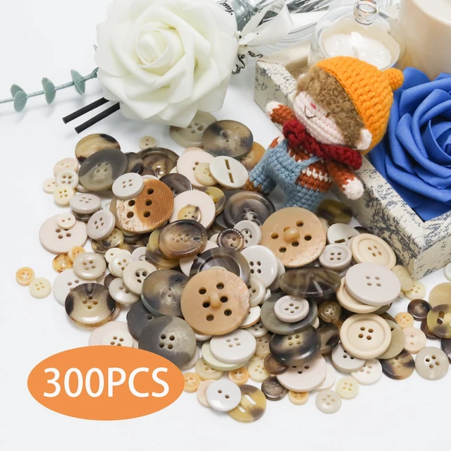 Alt view image 2 of 7 - About 300 Pcs Patterned Resion Buttons for Crafts, 4 Holes Assorted Sizes Resin Buttons, for Crafting, Arts, DIY, Decoration, Sewing (Patterned)