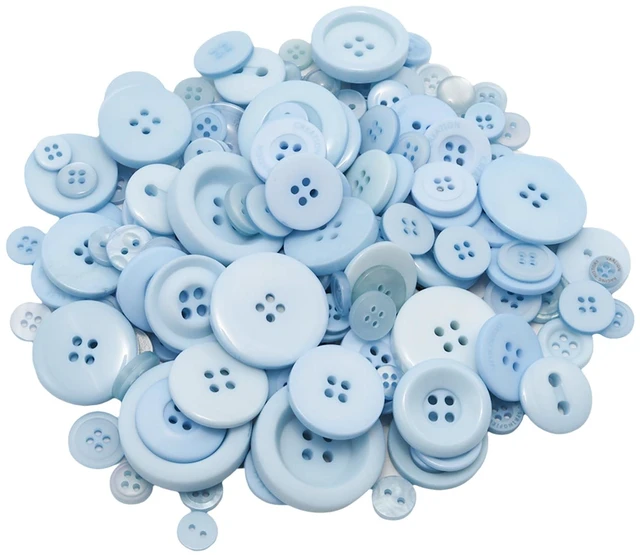 Main image of About 300 Pcs Sky Blue Resion Buttons for Crafts, 4 Holes Assorted Sizes Resin Buttons, for Crafting, Arts, DIY, Decoration, Sewing (Sky Blue)