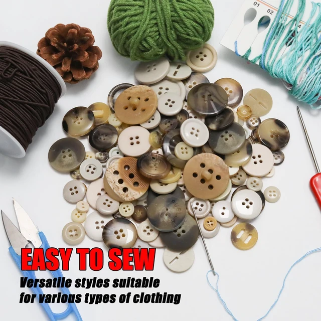 Alt view image 6 of 7 - About 300 Pcs Patterned Resion Buttons for Crafts, 4 Holes Assorted Sizes Resin Buttons, for Crafting, Arts, DIY, Decoration, Sewing (Patterned)