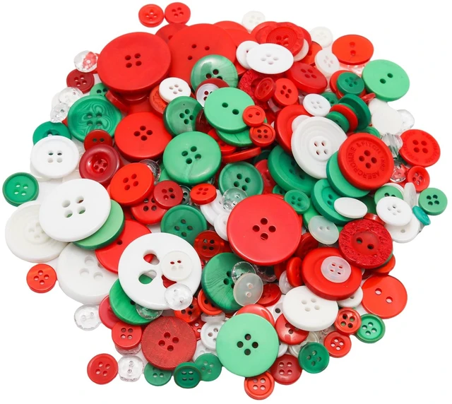Main image of About 300 Pcs Christmas Color Resion Buttons for Crafts, 4 Holes Assorted Sizes Resin Buttons, for Crafting, Arts, DIY, Decoration, Sewing (Christmas Color)