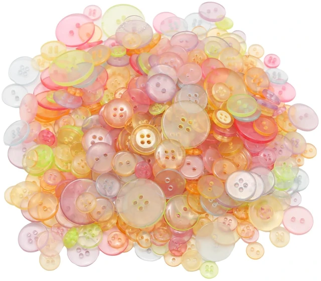 Main image of About 300 Pcs Clear Resion Buttons for Crafts, 4 Holes Assorted Sizes Resin Buttons, for Crafting, Arts, DIY, Decoration, Sewing (Clear)