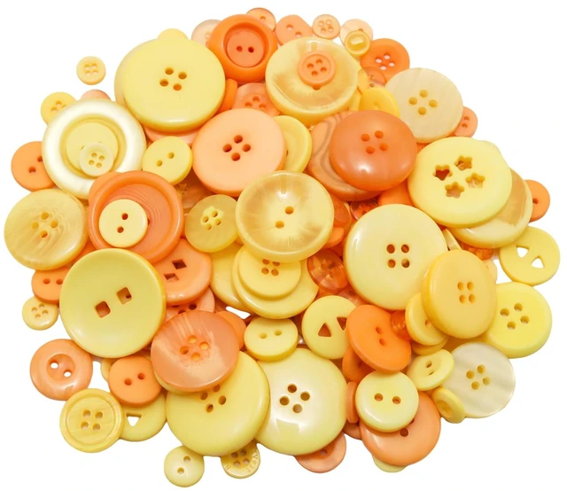 Main image of About 300 Pcs Orange Resion Buttons for Crafts, 4 Holes Assorted Sizes Resin Buttons, for Crafting, Arts, DIY, Decoration, Sewing (Orange)