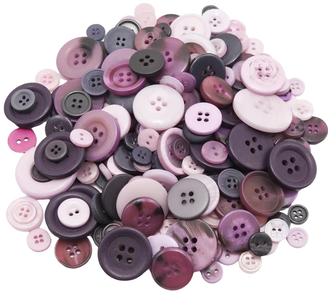 Main image of About 300 Pcs Purple Resion Buttons for Crafts, 4 Holes Assorted Sizes Resin Buttons, for Crafting, Arts, DIY, Decoration, Sewing (Purple)