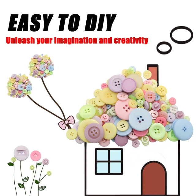 Alt view image 3 of 7 - About 300 Pcs Macaroon Resion Buttons for Crafts, 4 Holes Assorted Sizes Resin Buttons, for Crafting, Arts, DIY, Decoration, Sewing (Macaroon)