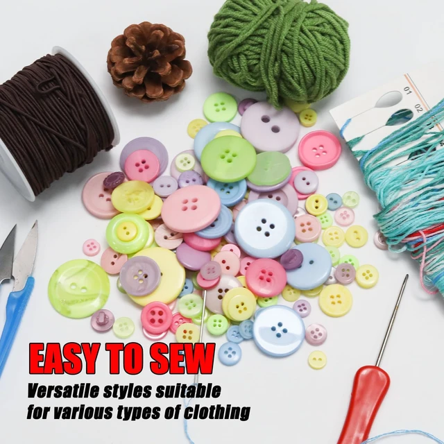 Alt view image 6 of 7 - About 300 Pcs Macaroon Resion Buttons for Crafts, 4 Holes Assorted Sizes Resin Buttons, for Crafting, Arts, DIY, Decoration, Sewing (Macaroon)