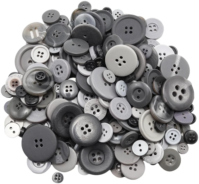 Main image of About 300 Pcs Grey Resion Buttons for Crafts, 4 Holes Assorted Sizes Resin Buttons, for Crafting, Arts, DIY, Decoration, Sewing (Grey)