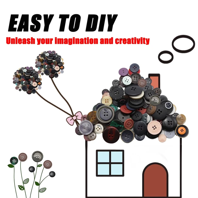 Alt view image 3 of 7 - About 300 Pcs Multicolor Resion Buttons for Crafts, 4 Holes Assorted Sizes Resin Buttons, for Crafting, Arts, DIY, Decoration, Sewing (Multicolor)