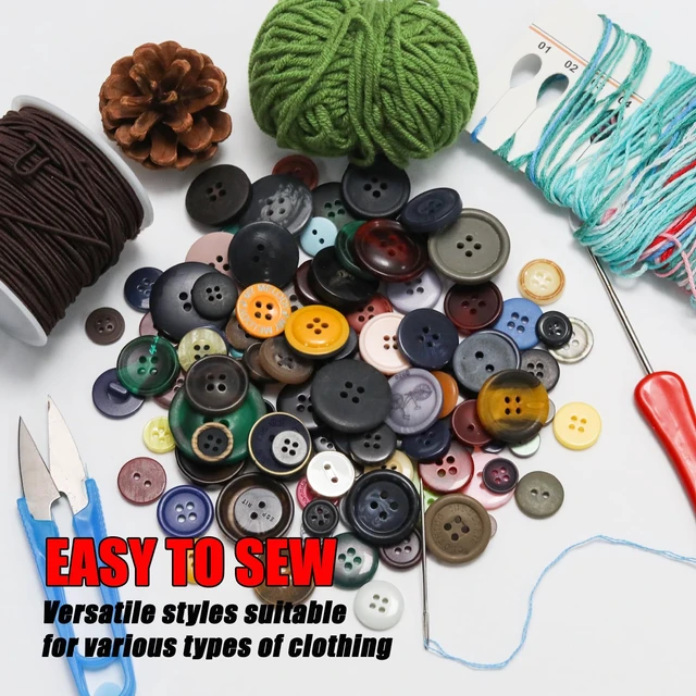 Alt view image 6 of 7 - About 300 Pcs Multicolor Resion Buttons for Crafts, 4 Holes Assorted Sizes Resin Buttons, for Crafting, Arts, DIY, Decoration, Sewing (Multicolor)