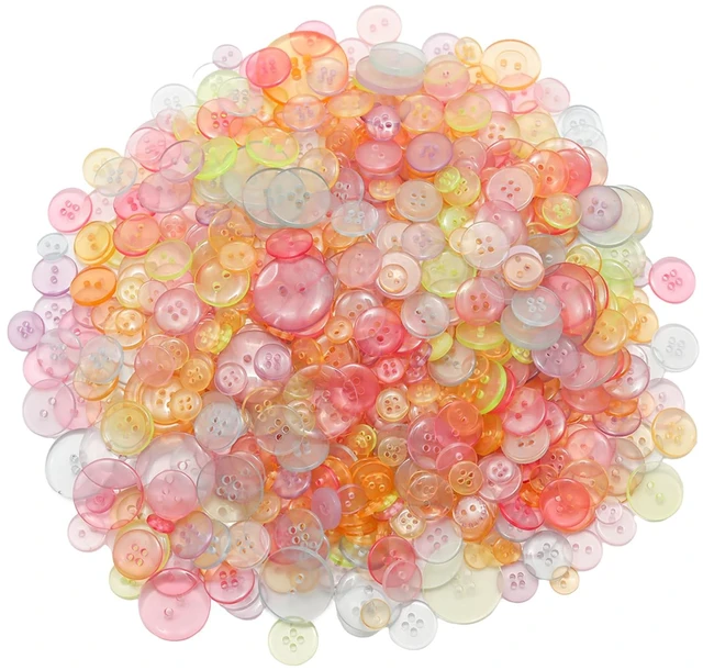 Main image of 500-600 Pcs Clear Resion Buttons for Crafts, 4 Holes Assorted Sizes Resin Buttons, for Crafting, Arts, DIY, Decoration, Sewing (Clear)