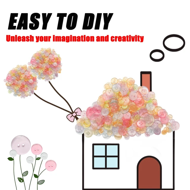 Alt view image 3 of 7 - 500-600 Pcs Clear Resion Buttons for Crafts, 4 Holes Assorted Sizes Resin Buttons, for Crafting, Arts, DIY, Decoration, Sewing (Clear)