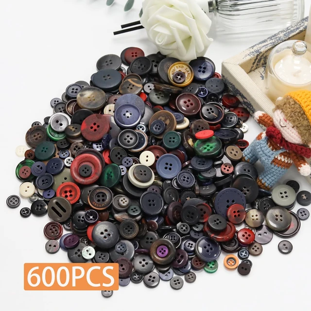 Alt view image 2 of 7 - 500-600 Pcs Multicolor Resion Buttons for Crafts, 4 Holes Assorted Sizes Resin Buttons, for Crafting, Arts, DIY, Decoration, Sewing (Multicolor)
