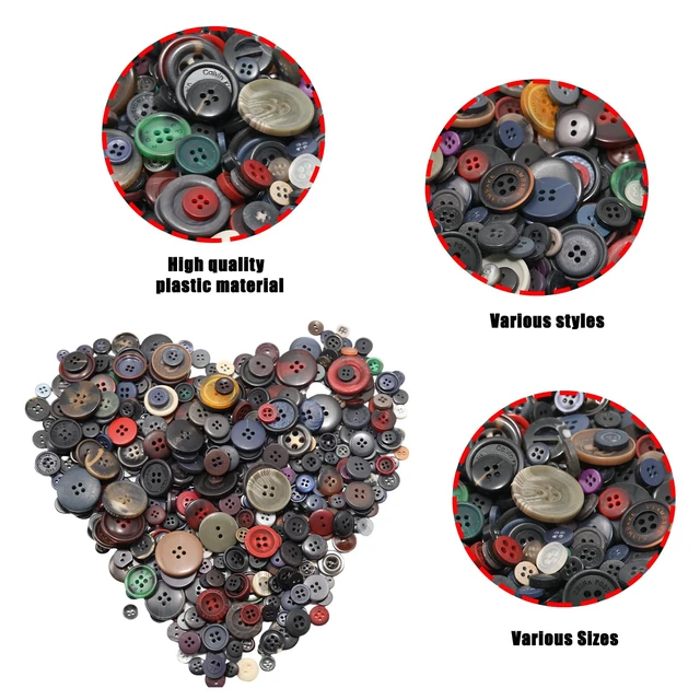 Alt view image 4 of 7 - 500-600 Pcs Multicolor Resion Buttons for Crafts, 4 Holes Assorted Sizes Resin Buttons, for Crafting, Arts, DIY, Decoration, Sewing (Multicolor)