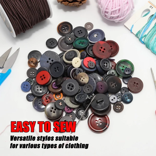 Alt view image 6 of 7 - 500-600 Pcs Multicolor Resion Buttons for Crafts, 4 Holes Assorted Sizes Resin Buttons, for Crafting, Arts, DIY, Decoration, Sewing (Multicolor)