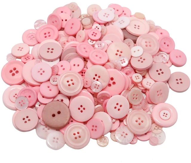 Main image of 500-600 Pcs Pink Resion Buttons for Crafts, 4 Holes Assorted Sizes Resin Buttons, for Crafting, Arts, DIY, Decoration, Sewing (Pink)