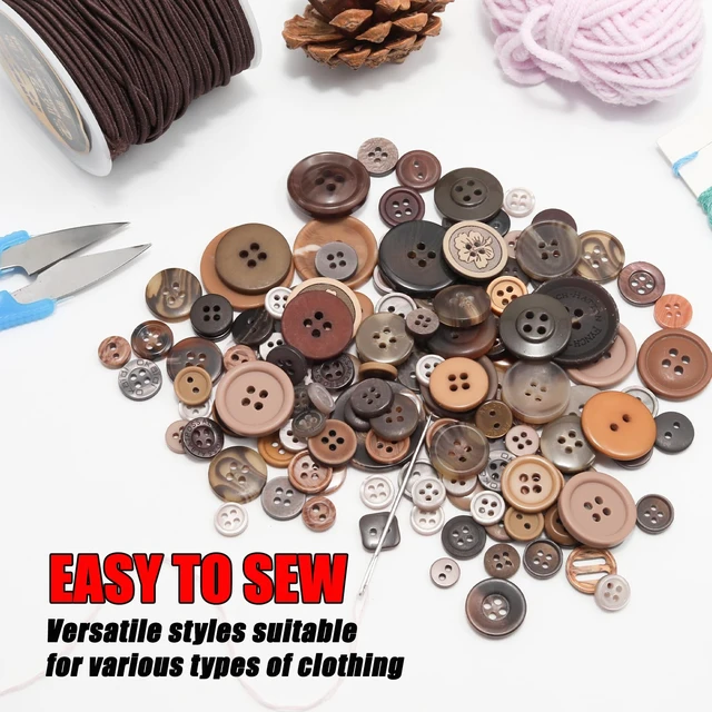 Alt view image 6 of 7 - 500-600 Pcs Brown Resion Buttons for Crafts, 4 Holes Assorted Sizes Resin Buttons, for Crafting, Arts, DIY, Decoration, Sewing (Brown)