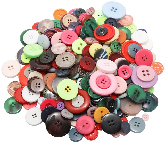 Main image of 500-600 Pcs Colorful Resion Buttons for Crafts, 4 Holes Assorted Sizes Resin Buttons, for Crafting, Arts, DIY, Decoration, Sewing (Colorful)