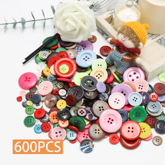 Alt view image 2 of 7 - 500-600 Pcs Colorful Resion Buttons for Crafts, 4 Holes Assorted Sizes Resin Buttons, for Crafting, Arts, DIY, Decoration, Sewing (Colorful)
