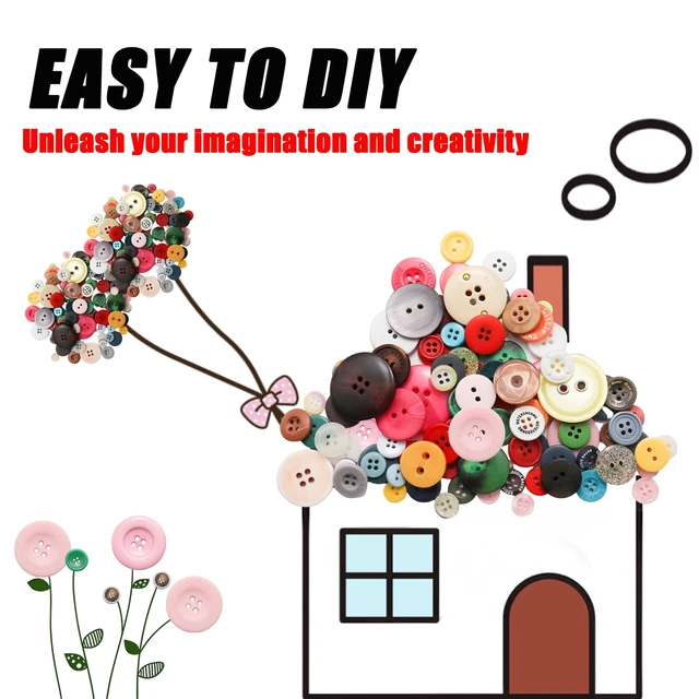 Alt view image 3 of 7 - 500-600 Pcs Colorful Resion Buttons for Crafts, 4 Holes Assorted Sizes Resin Buttons, for Crafting, Arts, DIY, Decoration, Sewing (Colorful)
