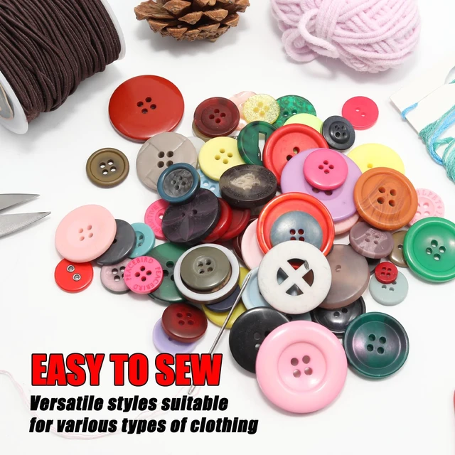 Alt view image 6 of 7 - 500-600 Pcs Colorful Resion Buttons for Crafts, 4 Holes Assorted Sizes Resin Buttons, for Crafting, Arts, DIY, Decoration, Sewing (Colorful)