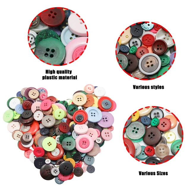 Alt view image 4 of 7 - 500-600 Pcs Colorful Resion Buttons for Crafts, 4 Holes Assorted Sizes Resin Buttons, for Crafting, Arts, DIY, Decoration, Sewing (Colorful)
