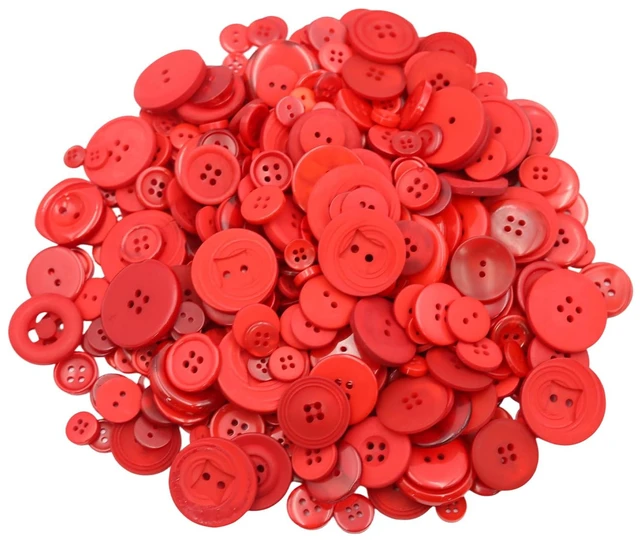 Main image of 500-600 Pcs Red Resion Buttons for Crafts, 4 Holes Assorted Sizes Resin Buttons, for Crafting, Arts, DIY, Decoration, Sewing (Red 1)