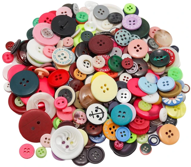 Main image of About 300 Pcs Colorful Resion Buttons for Crafts, 4 Holes Assorted Sizes Resin Buttons, for Crafting, Arts, DIY, Decoration, Sewing (Colorful)