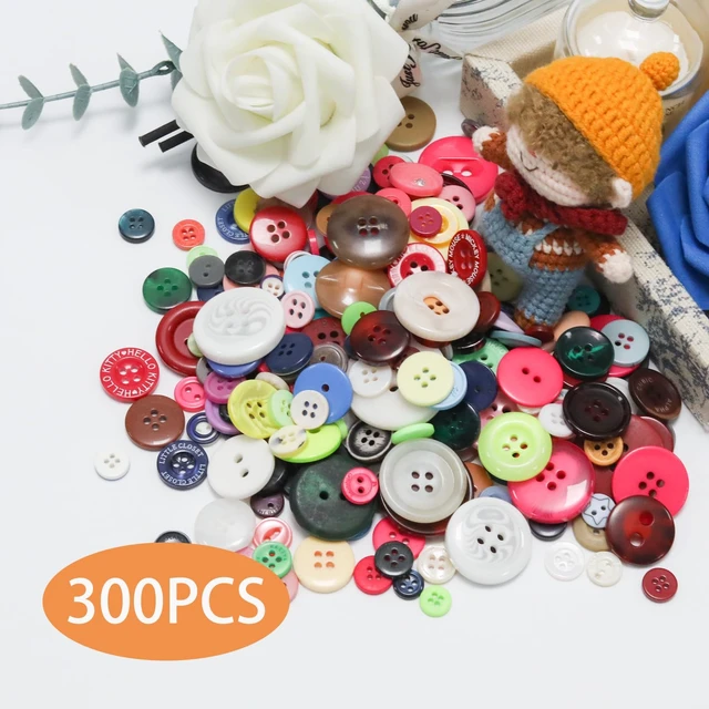 Alt view image 2 of 7 - About 300 Pcs Colorful Resion Buttons for Crafts, 4 Holes Assorted Sizes Resin Buttons, for Crafting, Arts, DIY, Decoration, Sewing (Colorful)