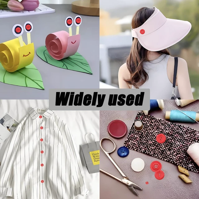 Alt view image 7 of 7 - 500-600 Pcs Red Resion Buttons for Crafts, 4 Holes Assorted Sizes Resin Buttons, for Crafting, Arts, DIY, Decoration, Sewing (Red 1)