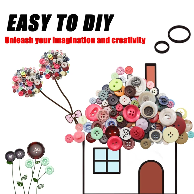 Alt view image 3 of 7 - About 300 Pcs Colorful Resion Buttons for Crafts, 4 Holes Assorted Sizes Resin Buttons, for Crafting, Arts, DIY, Decoration, Sewing (Colorful)