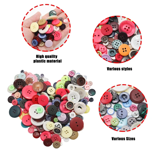 Alt view image 4 of 7 - About 300 Pcs Colorful Resion Buttons for Crafts, 4 Holes Assorted Sizes Resin Buttons, for Crafting, Arts, DIY, Decoration, Sewing (Colorful)